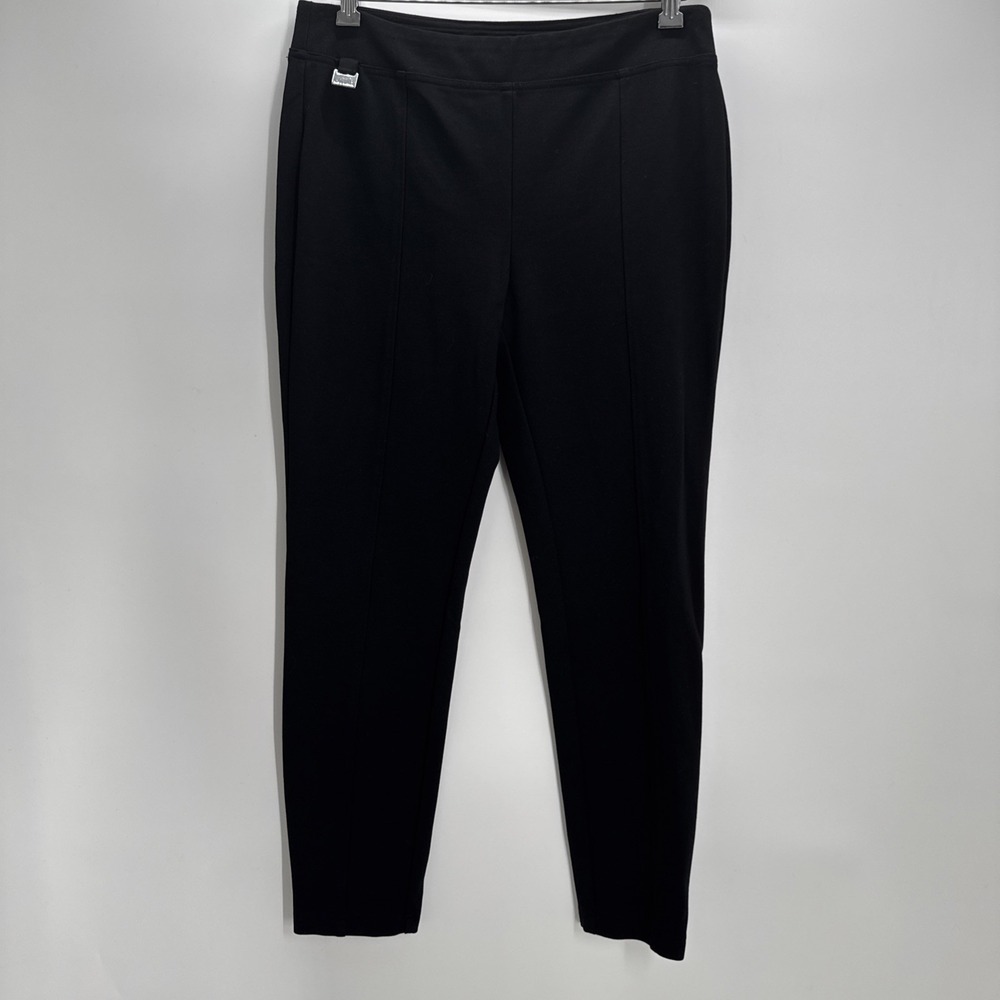 Zac & Rachel Womens L Black Pull On Ankle Pants Stretch Slim Career Work